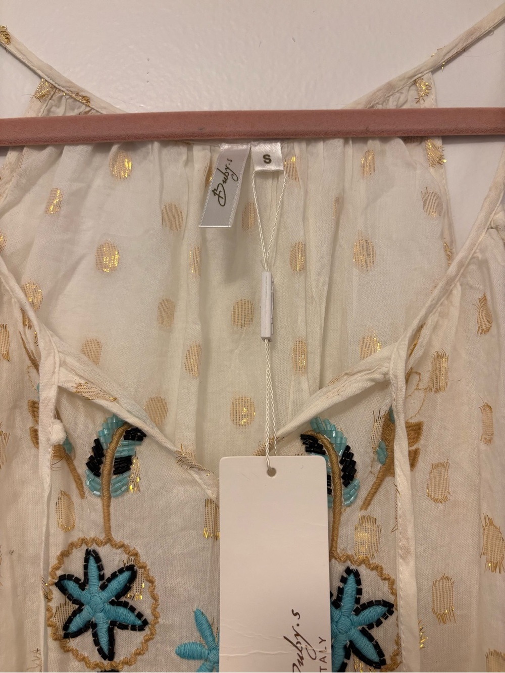 New festival boho Cream to yellow Ombre Mini Dress with Turquoise Tassels - Picture 4 of 6